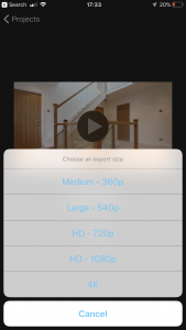 Choose an export size